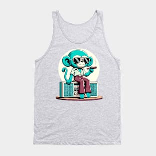 70s monkey smoking while sitting on vintage radio Tank Top